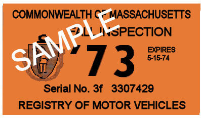 Modal Additional Images for 1973 Massachusetts FALL INSPECTION Sticker